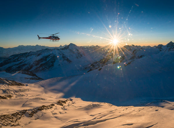 Sonnenaufgang Helikopterflug