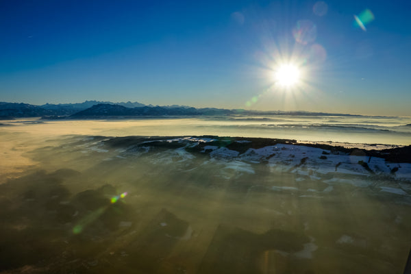 Aussicht Rundflug Nebellandschaft