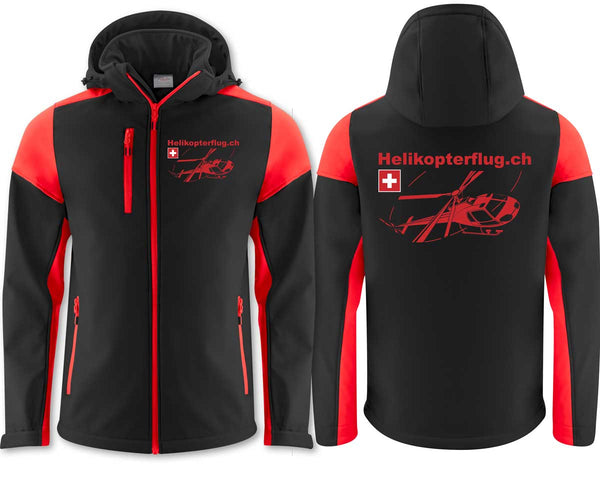 Helikopterflug Softshelljacke Rot